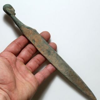 Scarce - Egyptian Sacrificial Bronze Dager Decorated With A Face - Circa 3000 - 1000