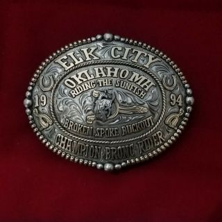 Trophy Rodeo Buckle Champion - Vintage Original1994 Elk City Nevada Bronc Rider385