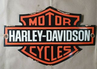 Harley Davidson Motor Cycles Vintage Porcelain Sign 20 X 13 Inches