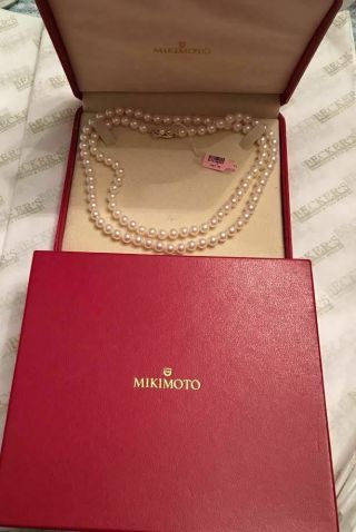 Mikimoto Red Leather Necklace Case & Outer Box Vintage Jewelry Collectable