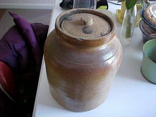 Antique Pottery Crock With Top