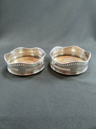 Bright Cut Solid Silver Wine Coasters Sheffield 1899