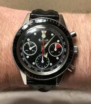 Lejour Valjoux 72 Vintage Chronograph Broad Arrow All Solid Stainless Steel