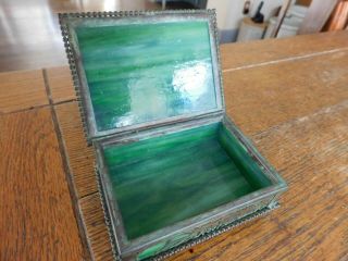 Antique LCT Tiffany Studios Bronze Glass PINE NEEDLE Utility Hinged Desk Box 7