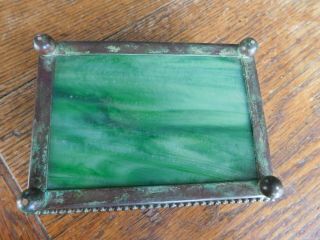 Antique LCT Tiffany Studios Bronze Glass PINE NEEDLE Utility Hinged Desk Box 8