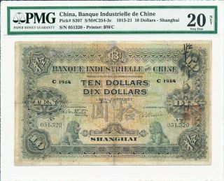 Banque Industielle Chine China $10 1914 Rare Pmg 20net