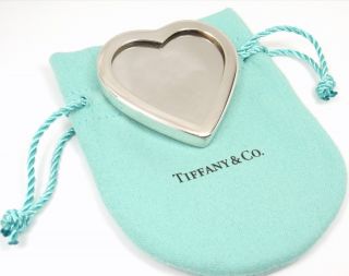 Rare Vintage Tiffany & Co.  925 Sterling Silver Purse Heart Mirror Italy W/pouch