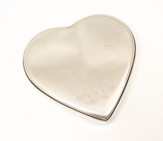 Rare Vintage Tiffany & Co.  925 Sterling Silver Purse Heart Mirror ITALY w/pouch 6