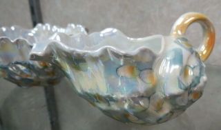 unmarked Royal Bayeuth Nautilus Shell cream pitcher & sugar bowl Iridescent 4