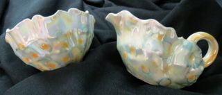 unmarked Royal Bayeuth Nautilus Shell cream pitcher & sugar bowl Iridescent 8