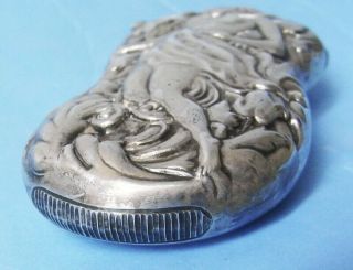 INTERESTING ANTIQUE ART NOUVEAU NUDE LADY SILVER VESTA CASE MATCH SAFE HOLDER 5