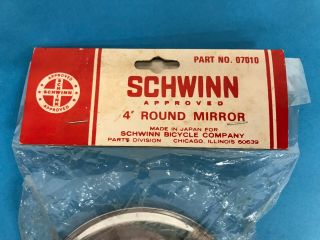 Vintage NOS Schwinn 4” Round Mirror Part No.  07010 Bicycle Accessory 3