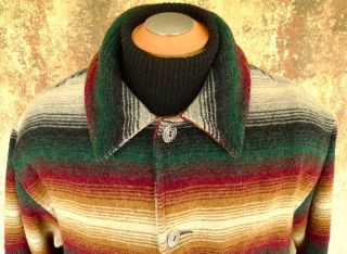 Vintage EARTHY WOOLRICH Southwest STRIPED WOOL BLANKET Jacket COAT INDIAN USA XL 6
