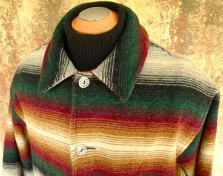 Vintage EARTHY WOOLRICH Southwest STRIPED WOOL BLANKET Jacket COAT INDIAN USA XL 7