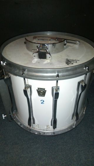 Vintage Ludwig Marching Band Snare Drum Finish Shell White W Case Keystone