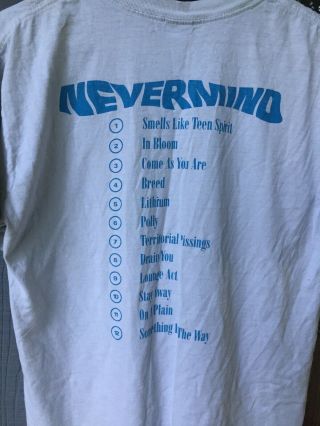 Vintage 1992 Nirvana Nevermind Shirt Official M Anvil 2 - Sided Tracklist Rare 6