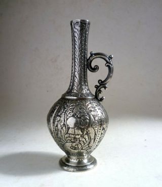 Antique Russian Provincial Solid Silver Ewer.  Tbilisi Georgia 1855 Musicians
