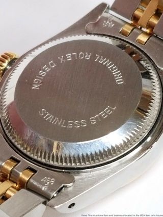Vintage Rolex Datejust 69173 Quickset 18k Gold SS White Roman Ladies Watch Box 11