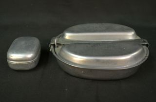 Vintage Wwii Mess Kit W/utensils & Soap Dish