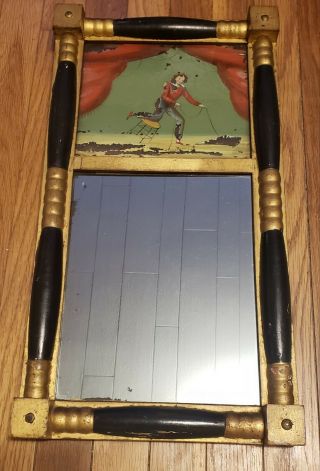 Early 19th C Federal Two Part Split Baluster Mirror Reverse Painted on Glass 2