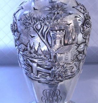 S.  Kirk & Son Landscape / Castle Sterling Silver Sugar Castor Shaker RARE 2