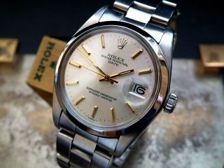 1976 Rolex Oyster Perpetual Date With Rolex Bracelet & Box Gents Vintage Watch