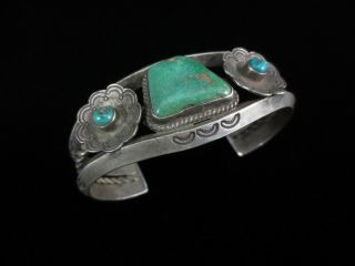 Antique Navajo Bracelet Silver And Cerrillos Turquoise