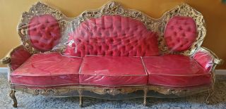 Antique/Vintage couch/sofa,  love seat,  and chair matching set with tables/lamps. 2