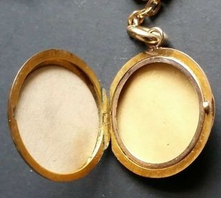 VINTAGE 1800s GOLD 14k LOCKET WITH DIAMOND AND FILLED WATCH CHAIN FOB 7