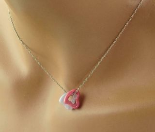 TIFFANY & CO ELSA PERETTI PINK RHODONITE & BLUE LACE AGATE DOUBLE HEART NECKLACE 3