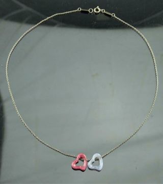 TIFFANY & CO ELSA PERETTI PINK RHODONITE & BLUE LACE AGATE DOUBLE HEART NECKLACE 4