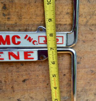 Set VTG Em 60s Metal Dealer License Plate Frame Grant Motors AMC Jeep Eugene Or 3