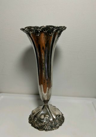 Vintage 1900 ' s Whiting Sterling Silver VIOLET pattern Vase 8.  25 