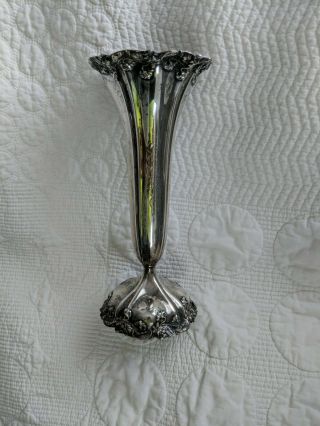 Vintage 1900 ' s Whiting Sterling Silver VIOLET pattern Vase 8.  25 
