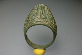 Unique Roman Bronze Archer`s Ring 1st - 4th Century Ad