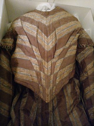 1840s Antique Fan Pleated Waist Silk Dress