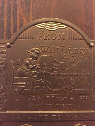 VINTAGE WALT DISNEY TRIBUTE TO DISNEY DISNEYLAND 1955 BRASS DOOR PUSH PLATE 2