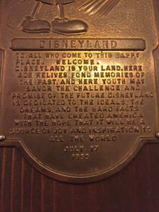 VINTAGE WALT DISNEY TRIBUTE TO DISNEY DISNEYLAND 1955 BRASS DOOR PUSH PLATE 3