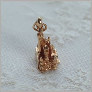 14k Gold Vintage Walt Disney Magic Kingdom Castle Pendant Charm Signed Disney 7