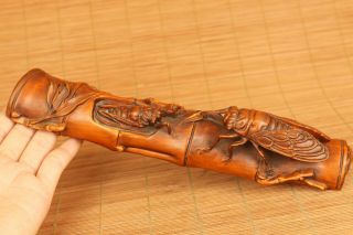 Big Chinese Old Bronze Hand Carving Golden Cicada Statue Table Decoration
