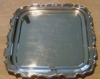 Sterling Silver Tray Salver Walker & Hall Sheffield Heavy Scalloped Edge 20 T.  O.