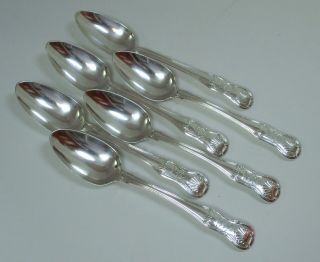 Set Of 6 Kings Hourglass Silver Dessert Spoons - Solomon Hougham - 1817 London
