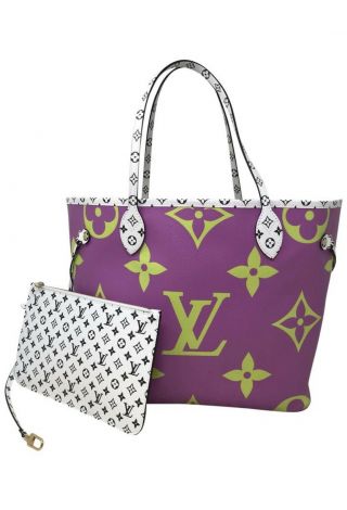 Nwt Louis Vuitton Giant Monogram Neverfull Mm Pink / Lilac Rare