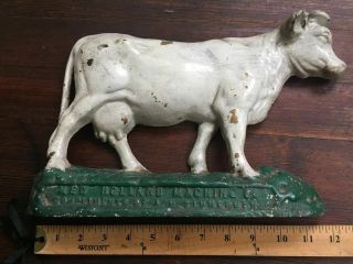 Rare Antique Painted Cast Iron Dairy Cow Doorstop Holland Machine Co Pa