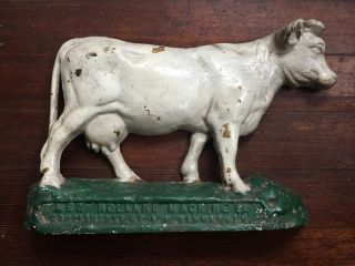 RARE Antique Painted Cast Iron DAIRY COW Doorstop Holland Machine Co PA 7