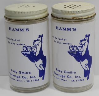 Vintage Land Of Sky Blue Hamm’s Beer Bear Large Salt And Pepper Shakers Rare