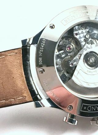 Baume Mercier Capeland Chronograph Automatic Mens Watch Rare Blue Dial 10065 4
