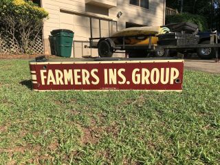 Vintage FARMERS Insurance Double Sided 6ft Porcelain Neon Can Sign 2
