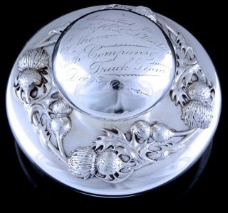 LARGE c1904 AMERICAN REPOUSSE STERLING SILVER CUT GLASS CIGAR HUMIDOR JAR 7