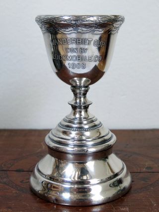Rare 1908 Vanderbilt Cup Race Locomobile Silver Cup Trophy Forbes Co Robertson